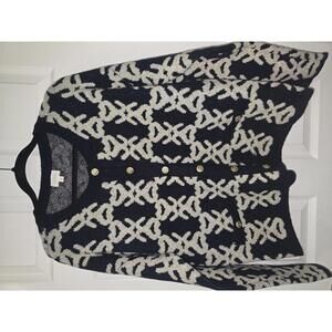 Cyrus Women's Black and White Patterned Button-Up Sweater